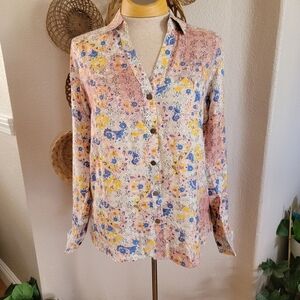 Anthropologie Raga Calafia Boho LS Button-up Blouse